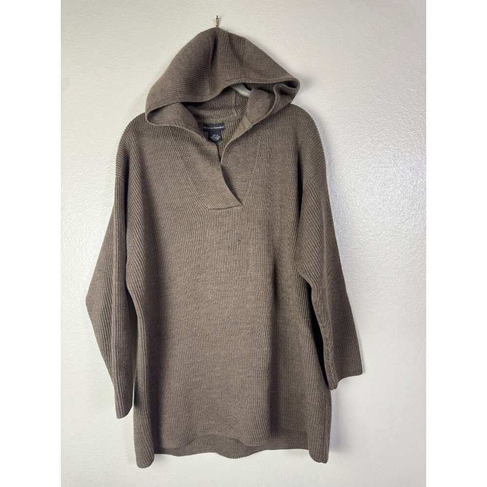 Vintage Banana Republic Merino Wool Brown Hooded Pullover‎ Knit Sweater sz Small